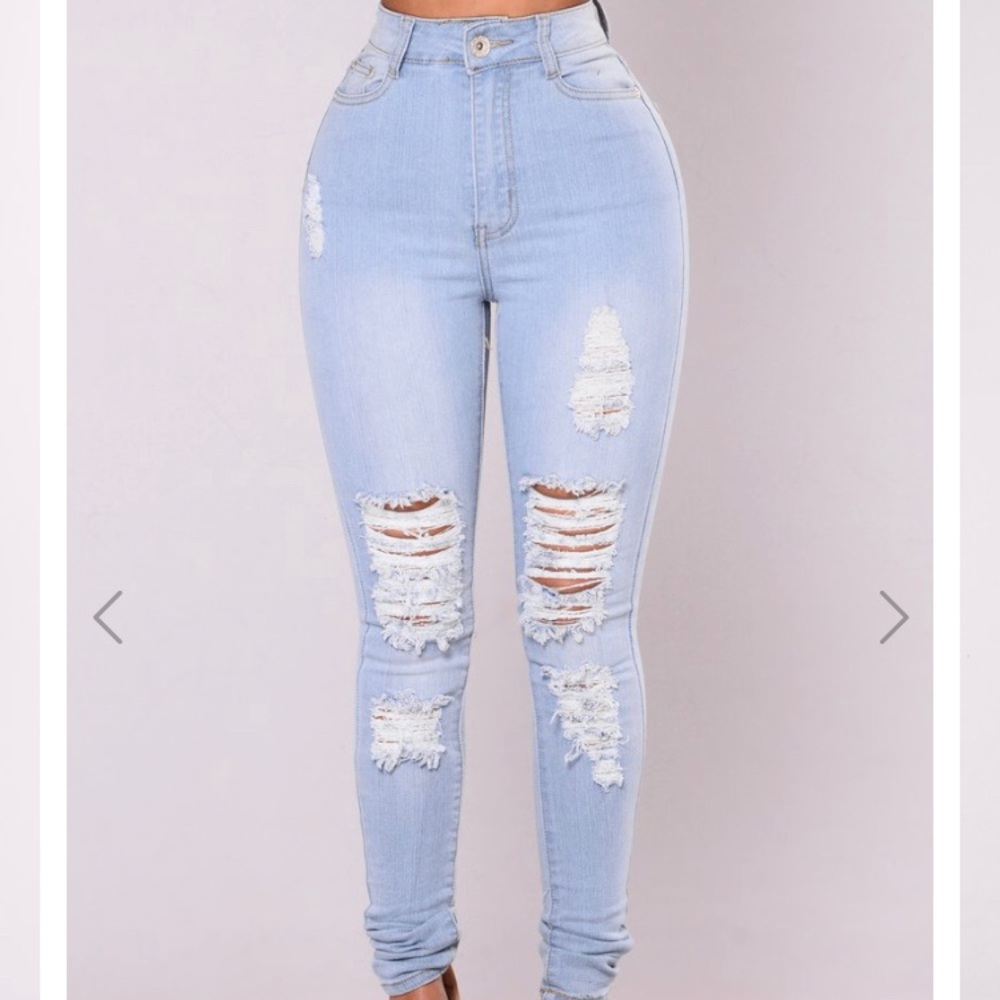 FashionNova High Waist Tempe Distressed Jeans